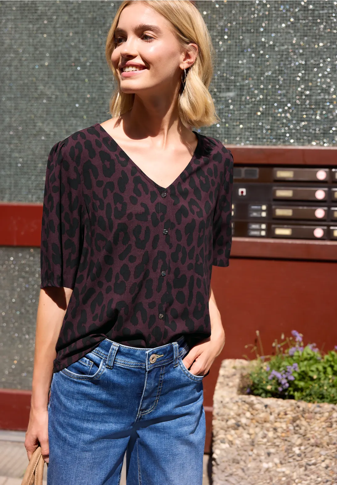 Street One Studio Bluse Leo Muster - Very Berry