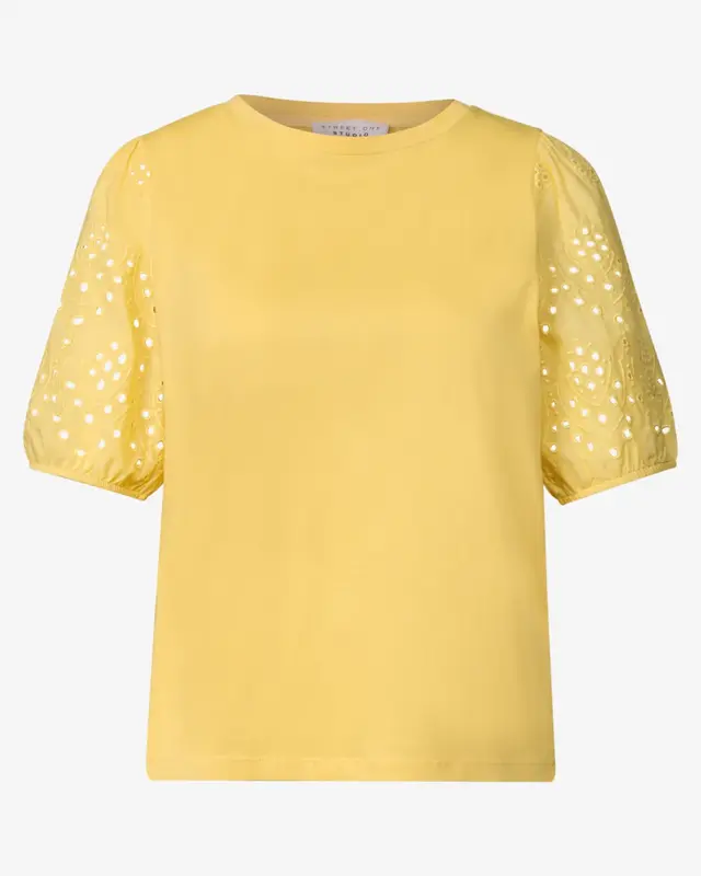 Street One Studio Shirt Bestickte Ärmel - Snap Yellow
