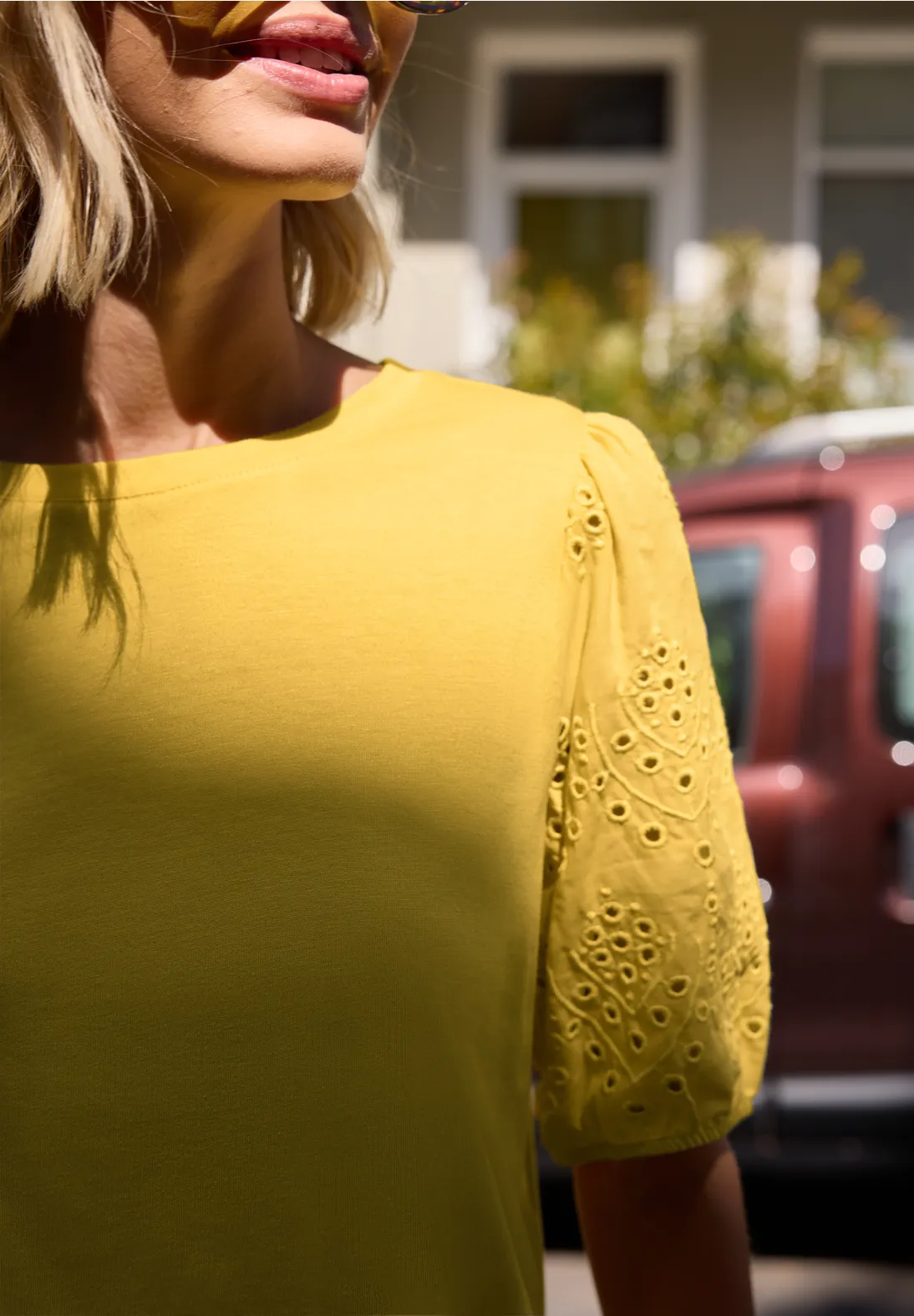 Street One Studio Shirt Bestickte Ärmel - Snap Yellow