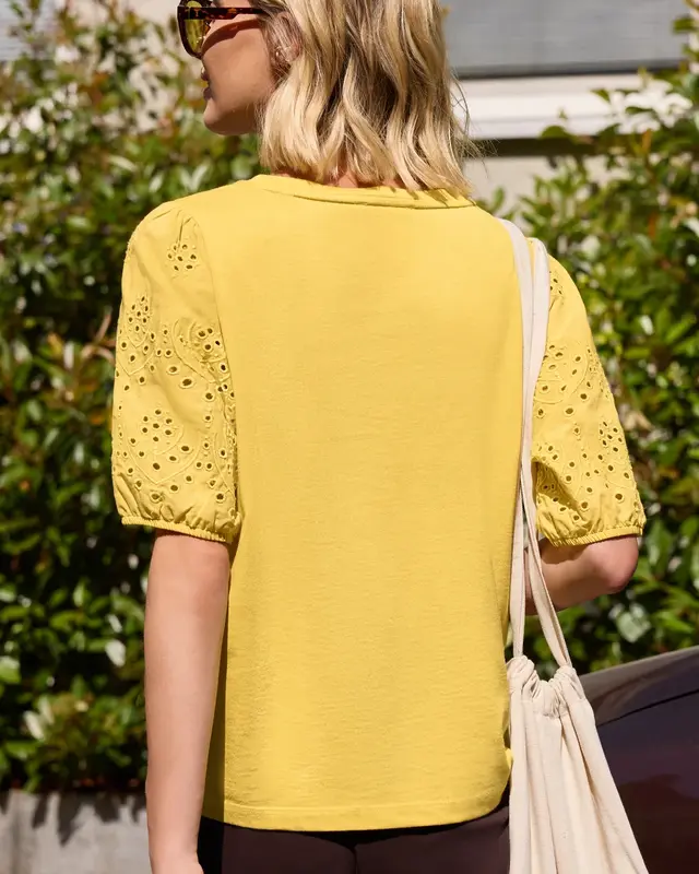 Street One Studio Shirt Geborduurde Mouwen - Snap Yellow