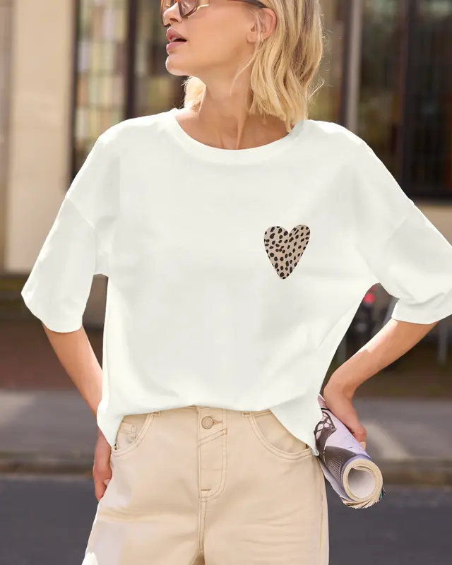 Street One Studio Shirt met Hartje - Off White