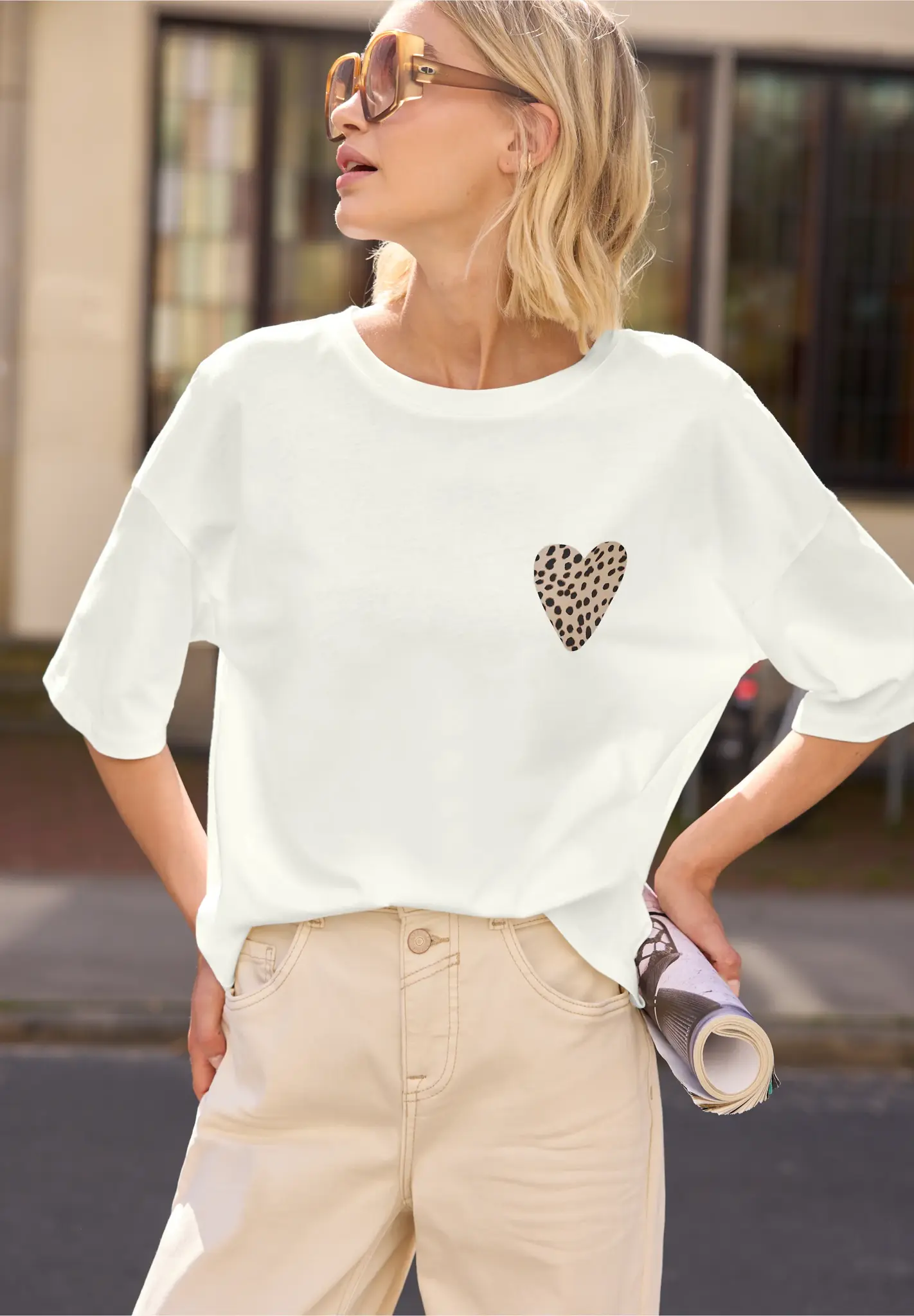 Street One Studio Shirt met Hartje - Off White