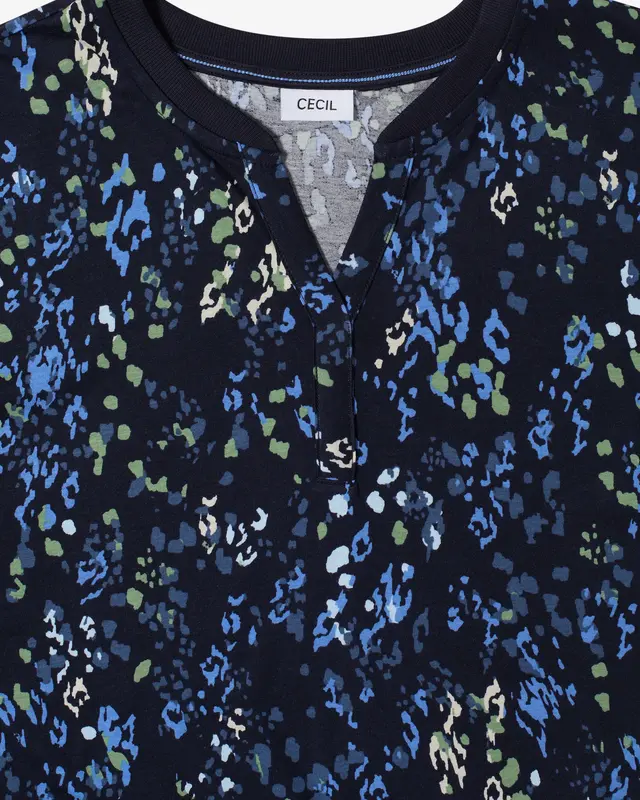 Cecil Shirt met Split en Print - Urban Dark Blue