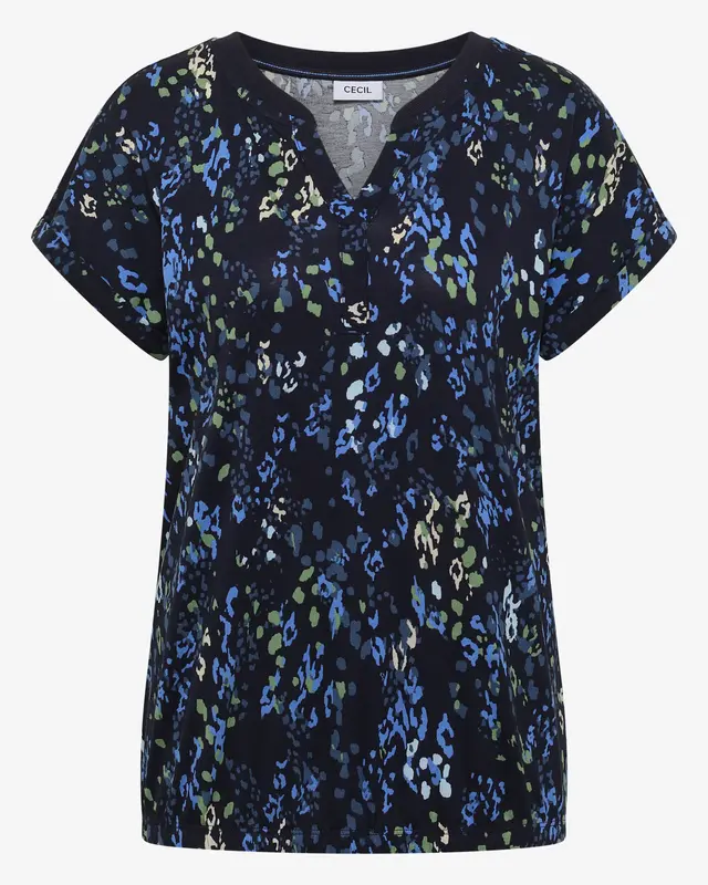 Cecil Shirt met Split en Print - Urban Dark Blue