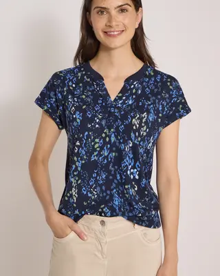 Cecil Shirt met Split en Print - Urban Dark Blue