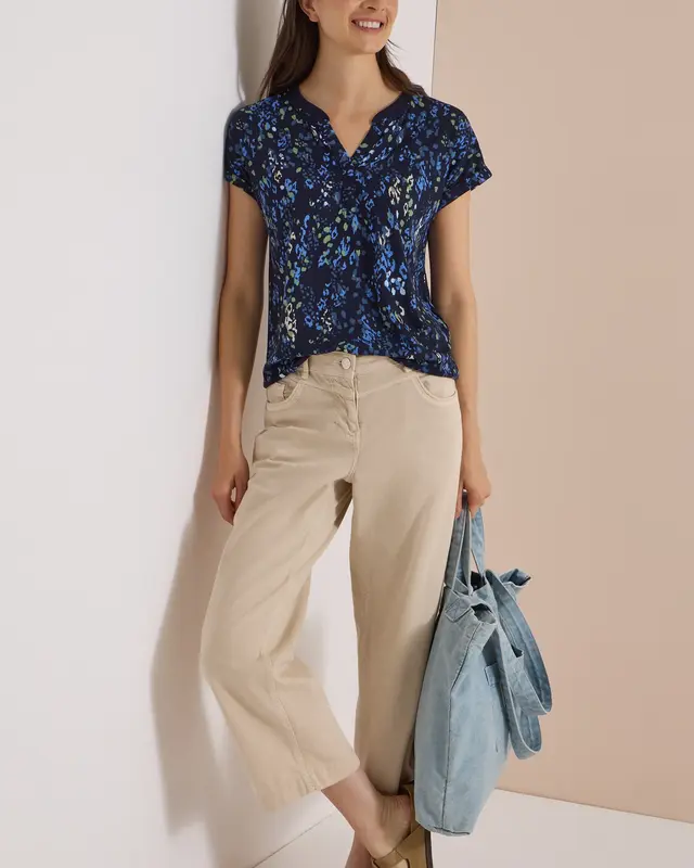Cecil Shirt met Split en Print - Urban Dark Blue