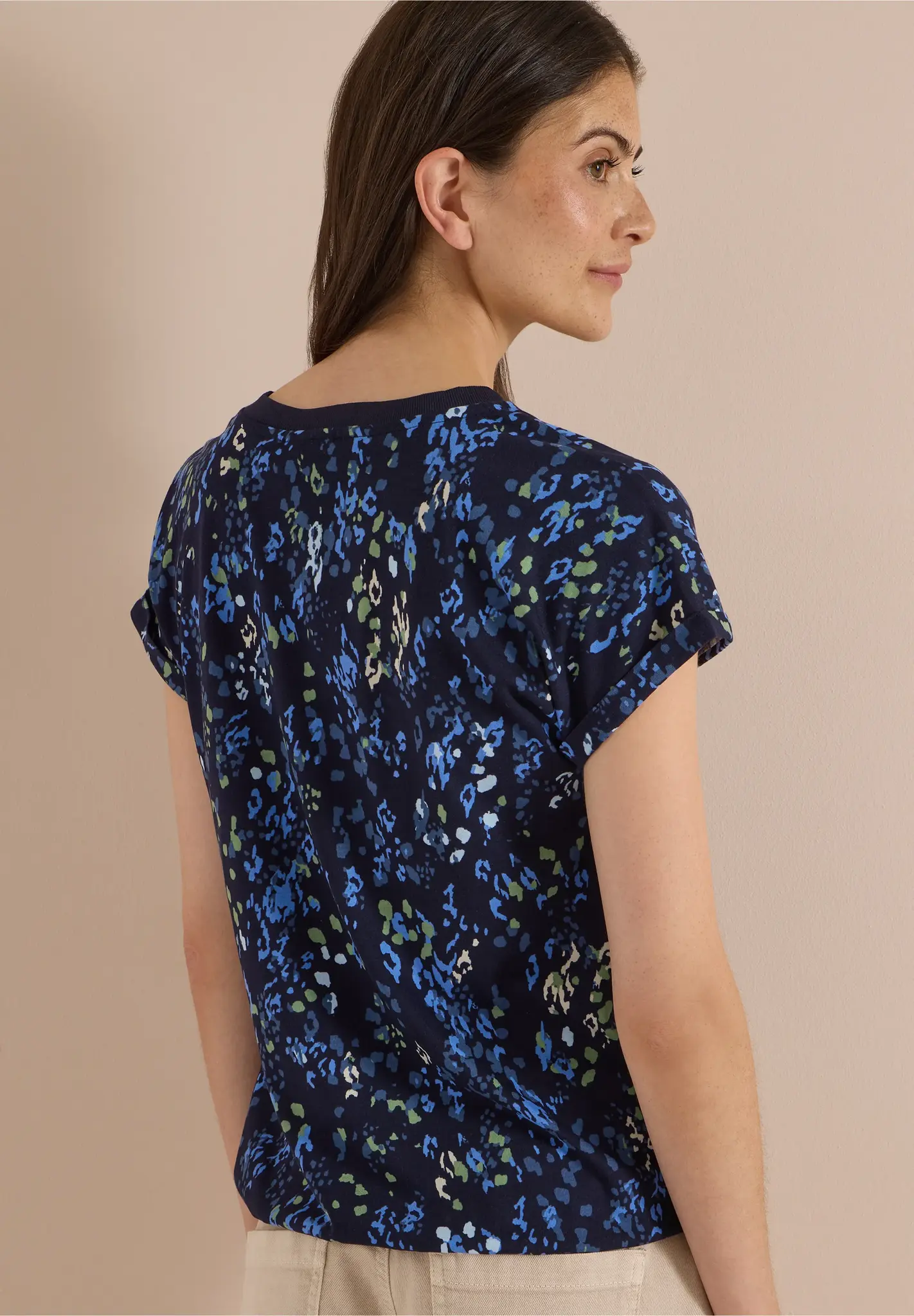 Cecil Shirt met Split en Print - Urban Dark Blue