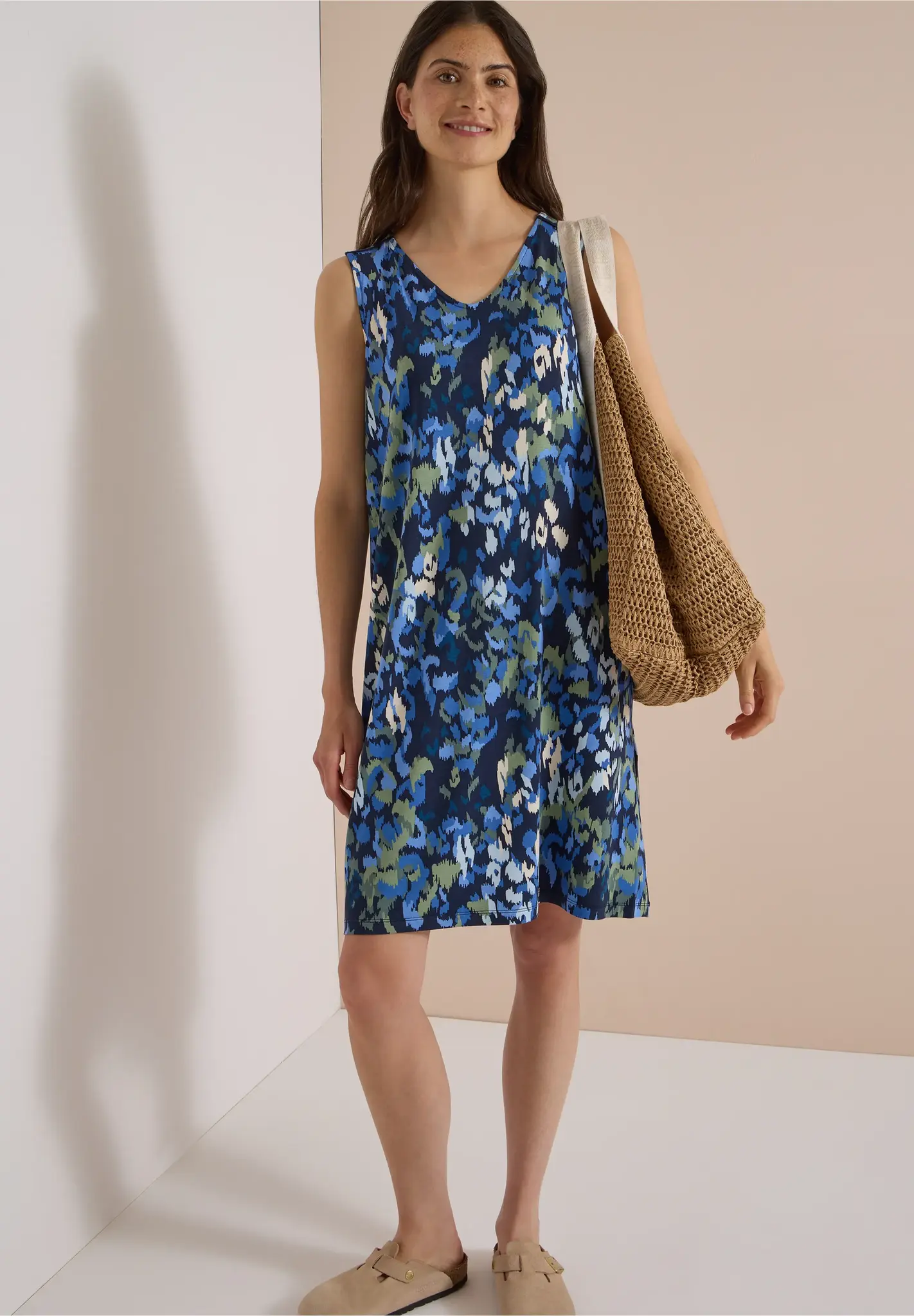 Cecil Jersey Dress with Print - Urban Dark Blue
