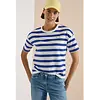 Shirt met Tekst en Strepen - Deep River Blue