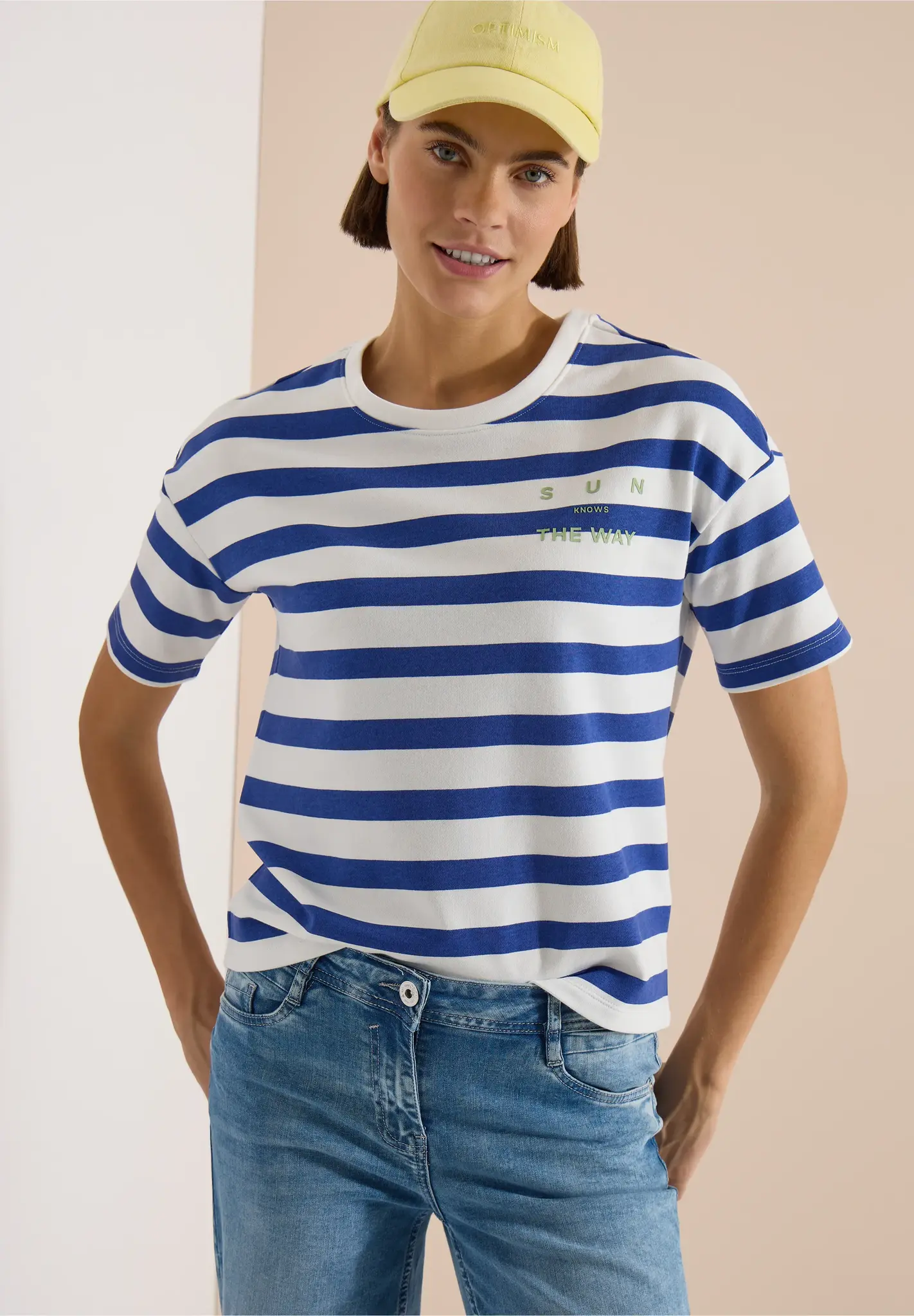 Cecil Shirt met Tekst en Strepen - Deep River Blue