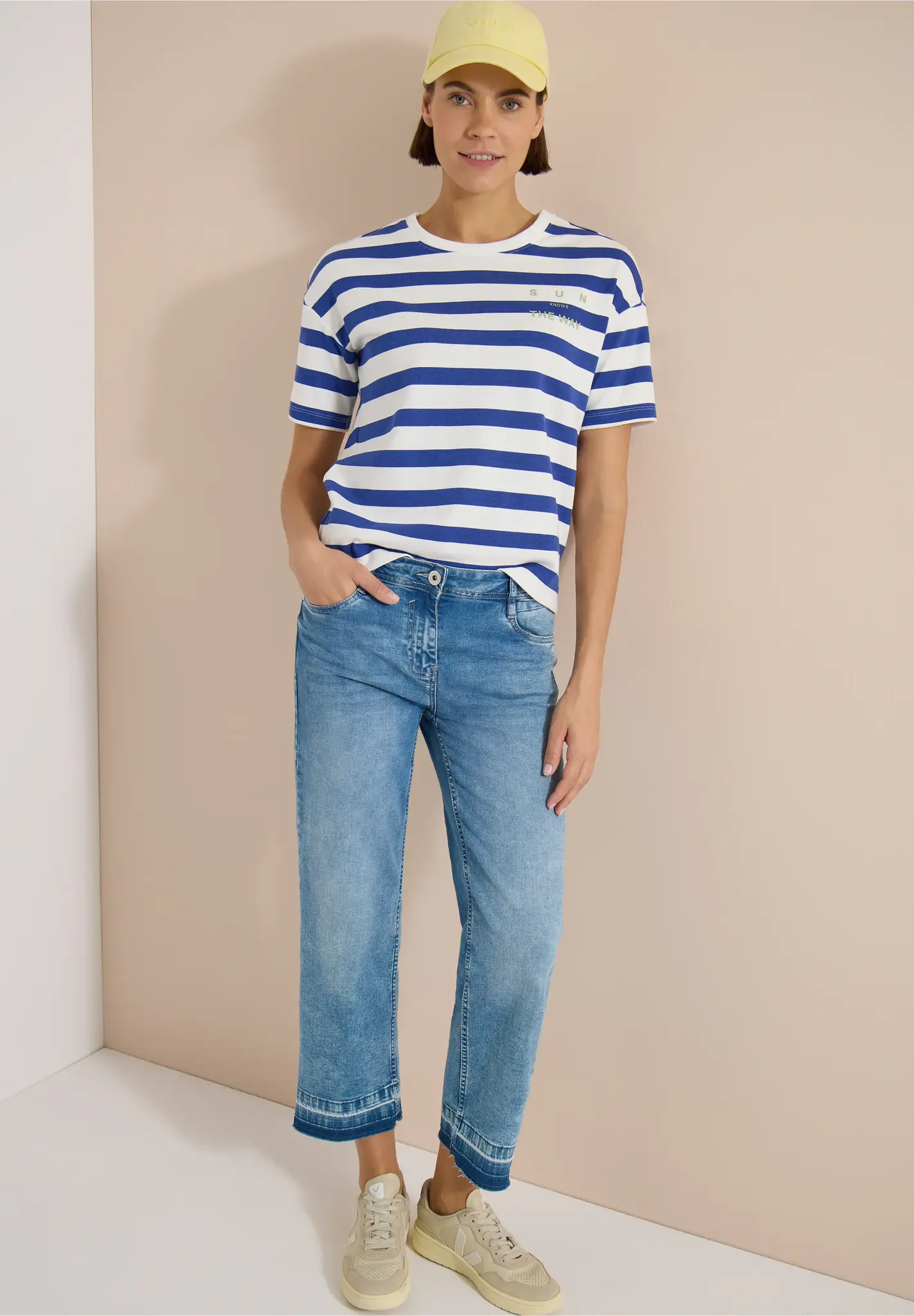 Cecil Shirt with Text and Stripes - Deep River Blue