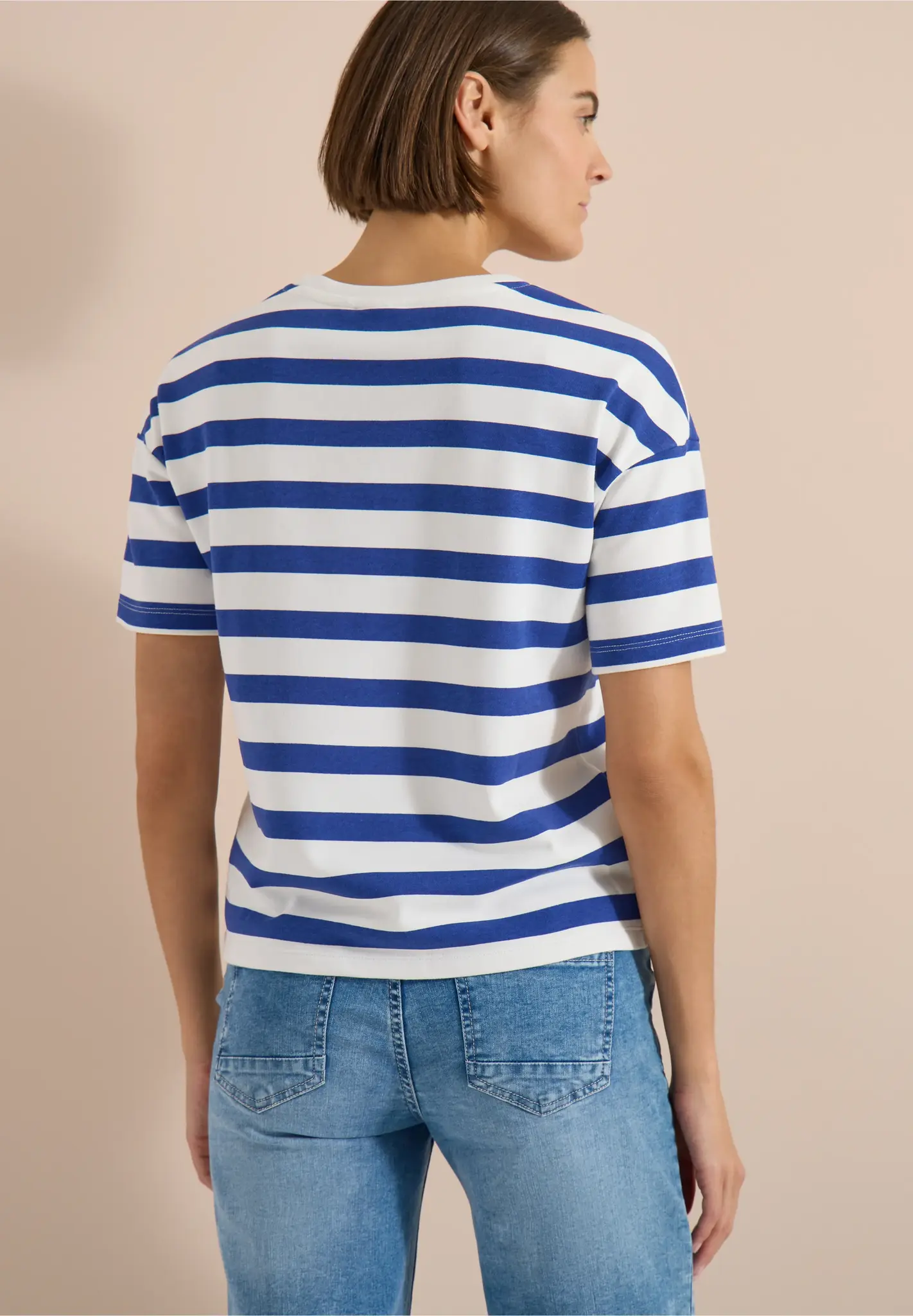 Cecil Shirt met Tekst en Strepen - Deep River Blue
