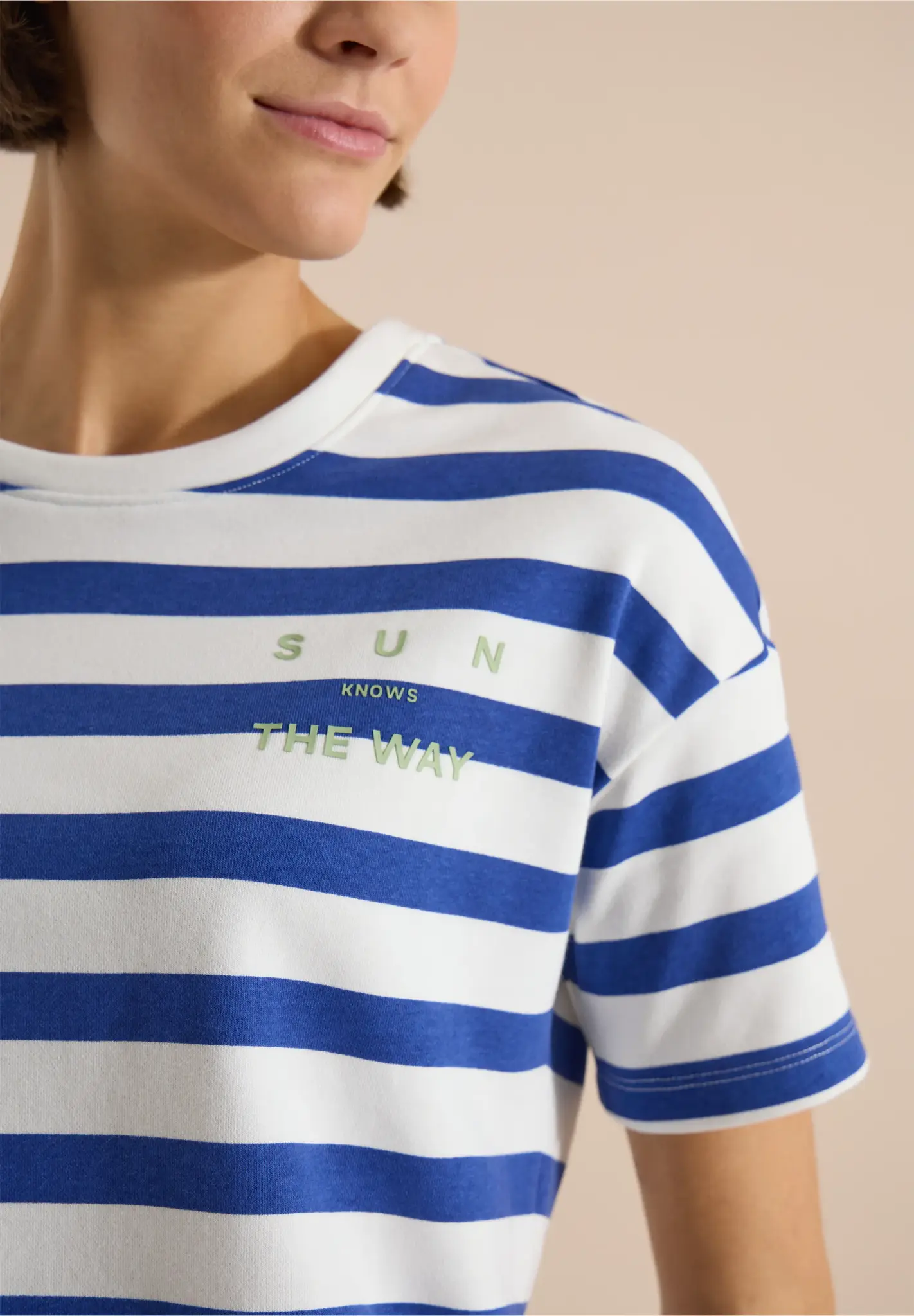 Cecil Shirt with Text and Stripes - Deep River Blue