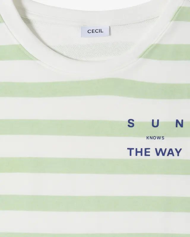 Cecil Shirt mit Wording und Streifen - Raw Matcha Lime