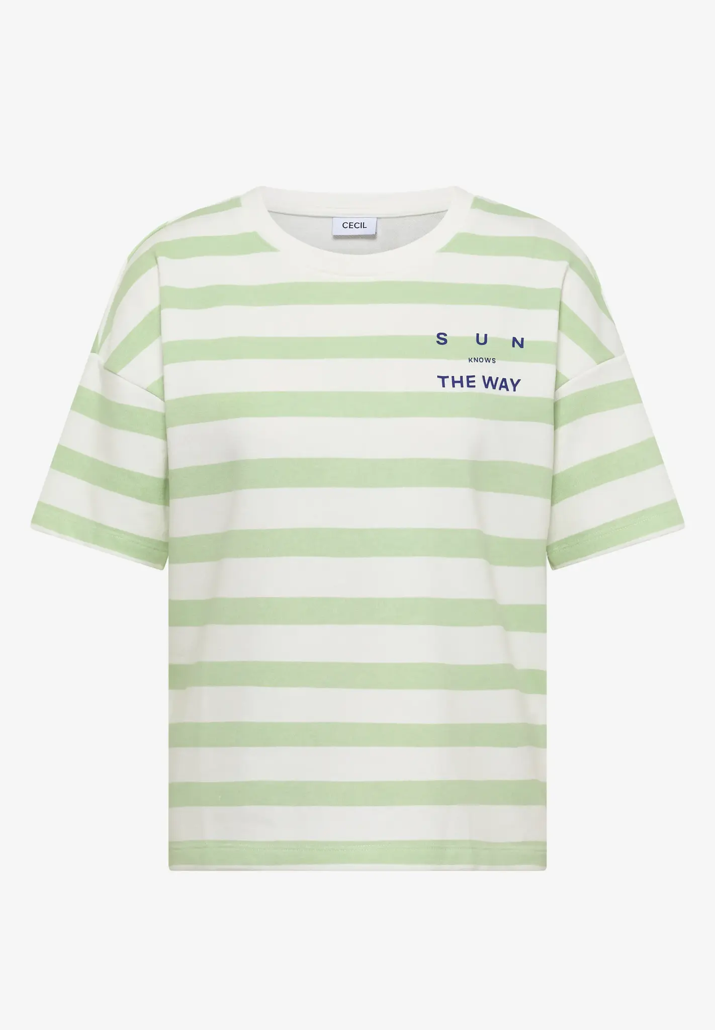 Cecil Shirt met Tekst en Strepen - Raw Matcha Lime