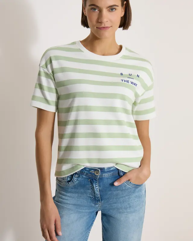 Cecil Shirt with Text and Stripes - Raw Matcha Lime