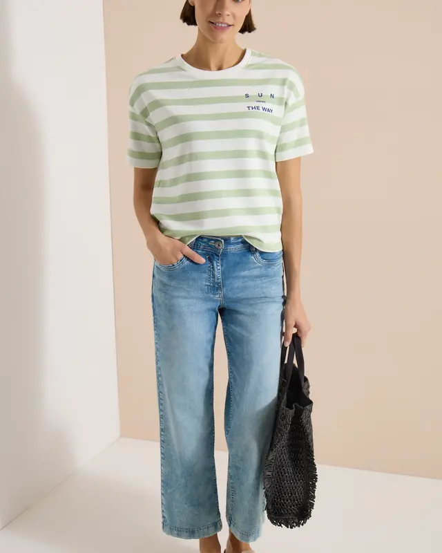 Cecil Shirt with Text and Stripes - Raw Matcha Lime