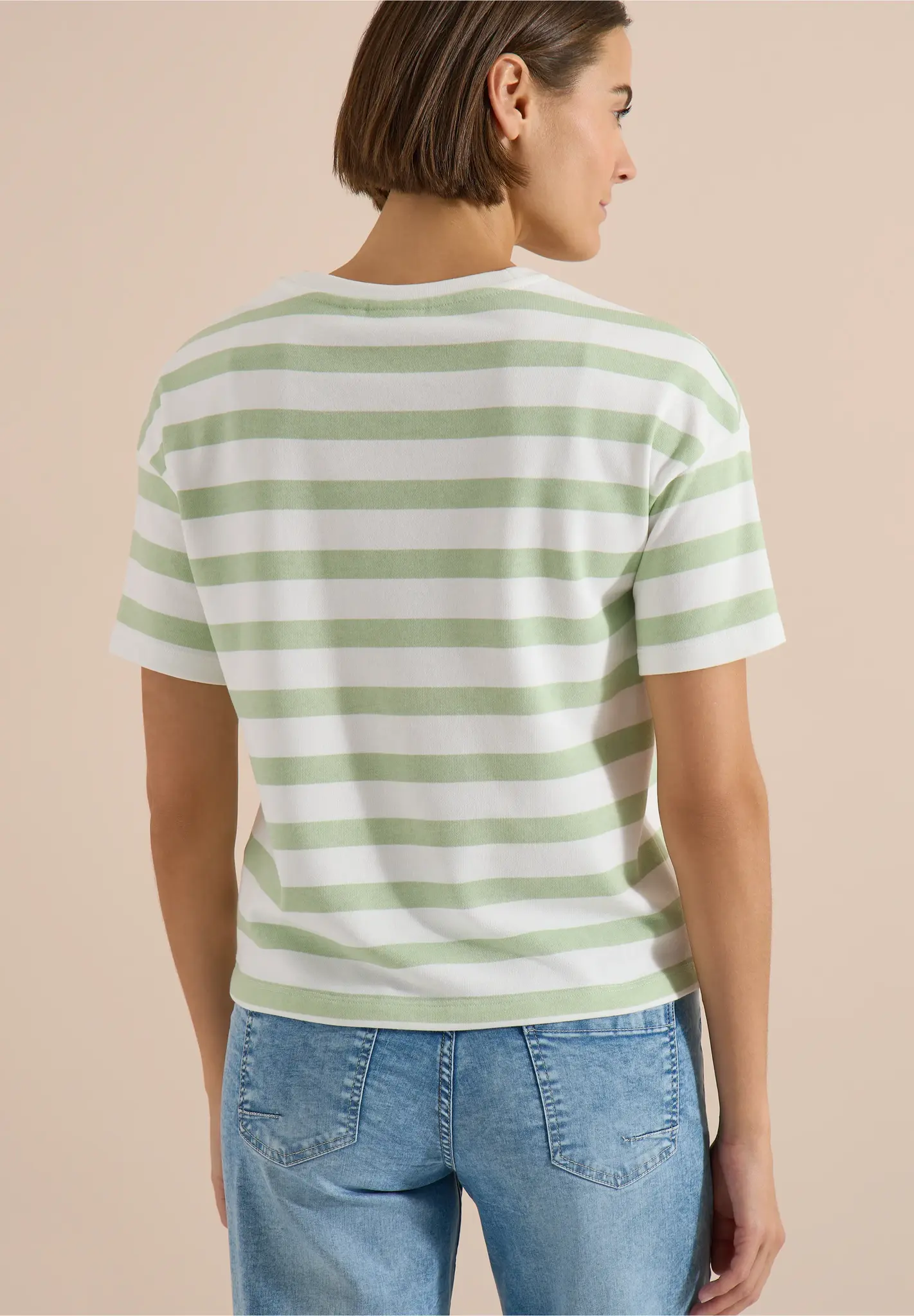Cecil Shirt mit Wording und Streifen - Raw Matcha Lime