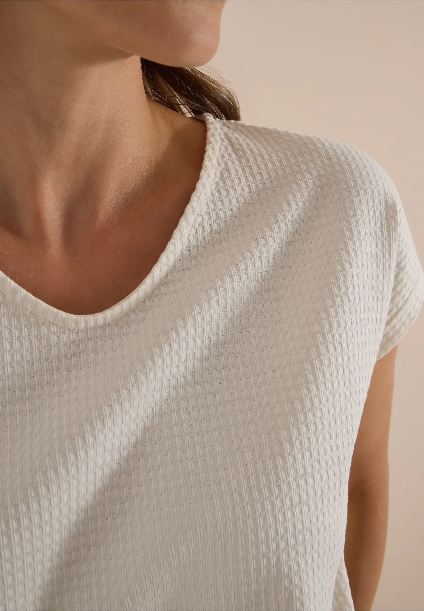 Cecil Shirt met Wafelstructuur - Vanilla White