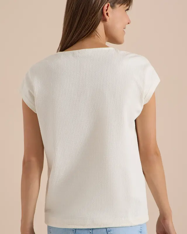 Cecil Shirt mit Waffelstruktur - Vanilla White