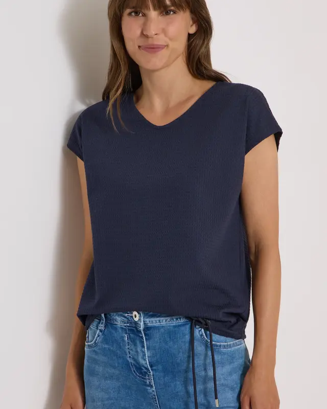 Cecil Shirt met Wafelstructuur - Urban Dark Blue