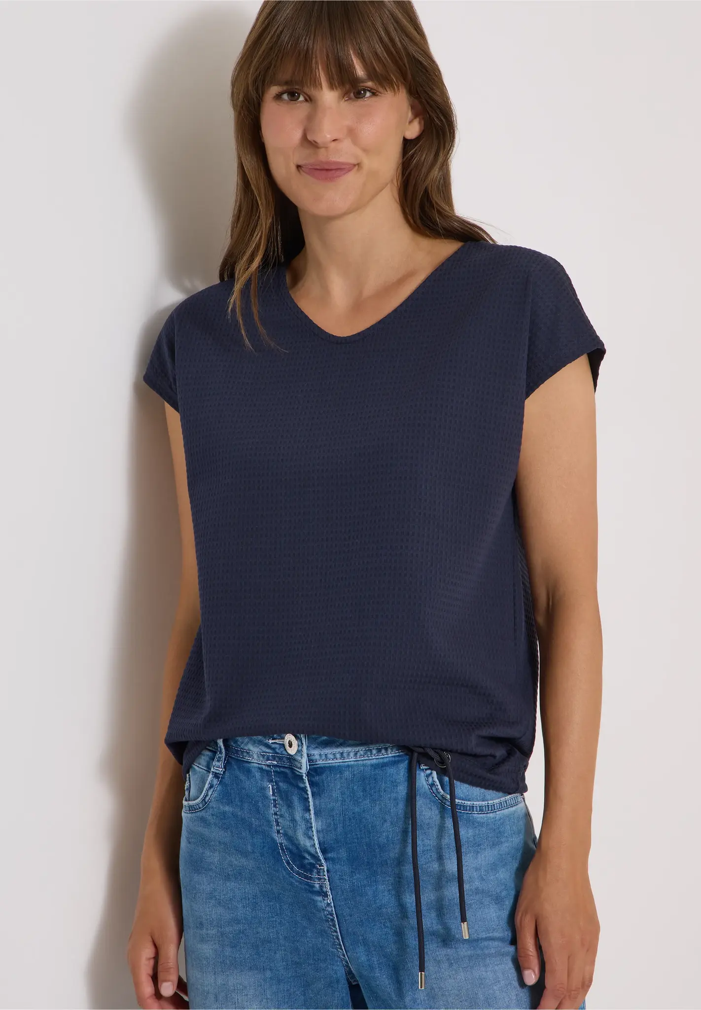 Cecil Shirt mit Waffelstruktur - Urban Dark Blue