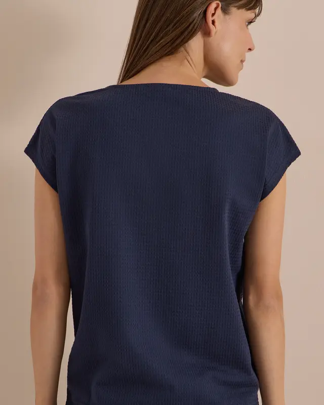 Cecil Shirt met Wafelstructuur - Urban Dark Blue