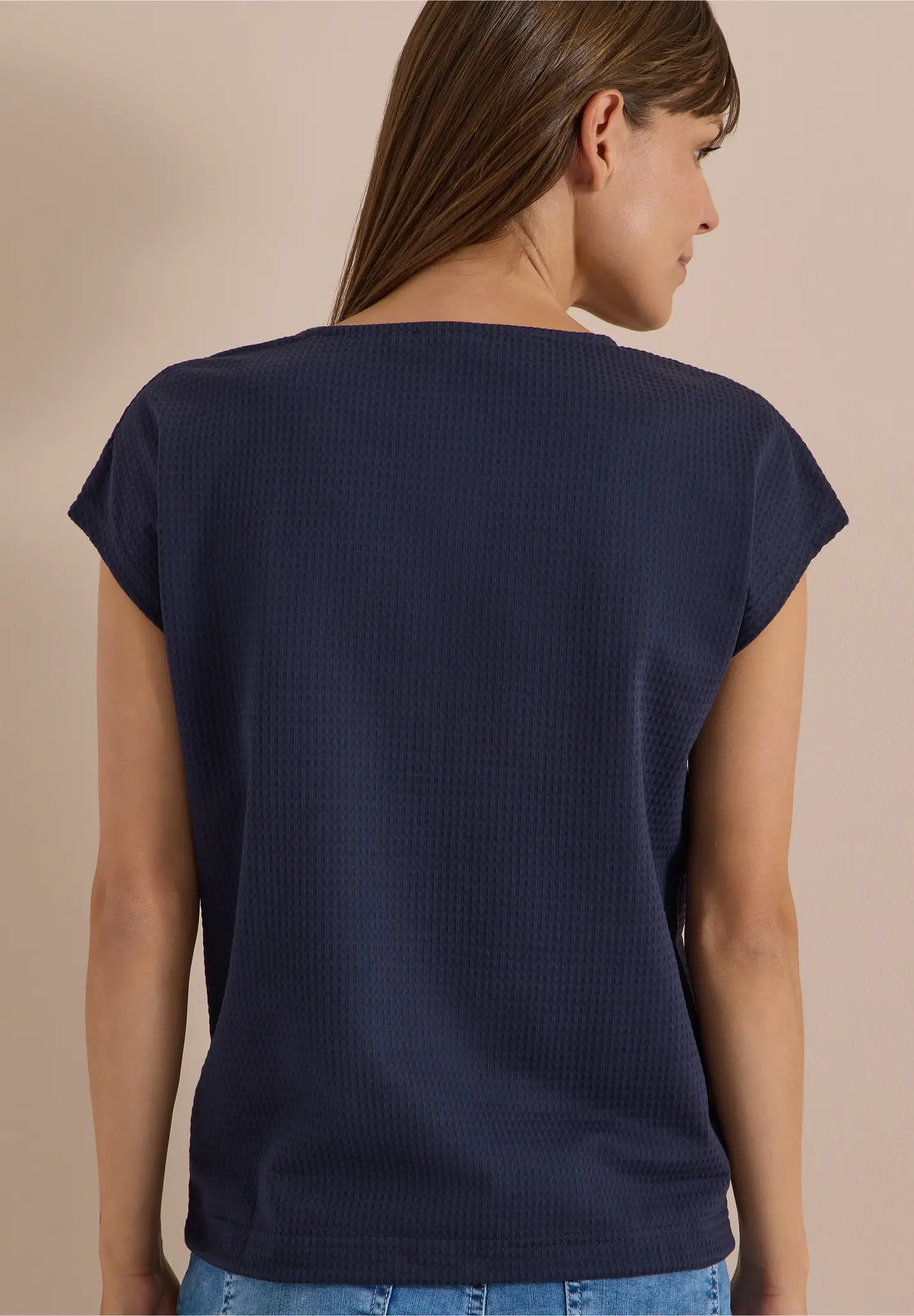 Cecil Shirt mit Waffelstruktur - Urban Dark Blue