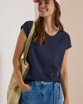 Cecil Shirt met Wafelstructuur - Urban Dark Blue