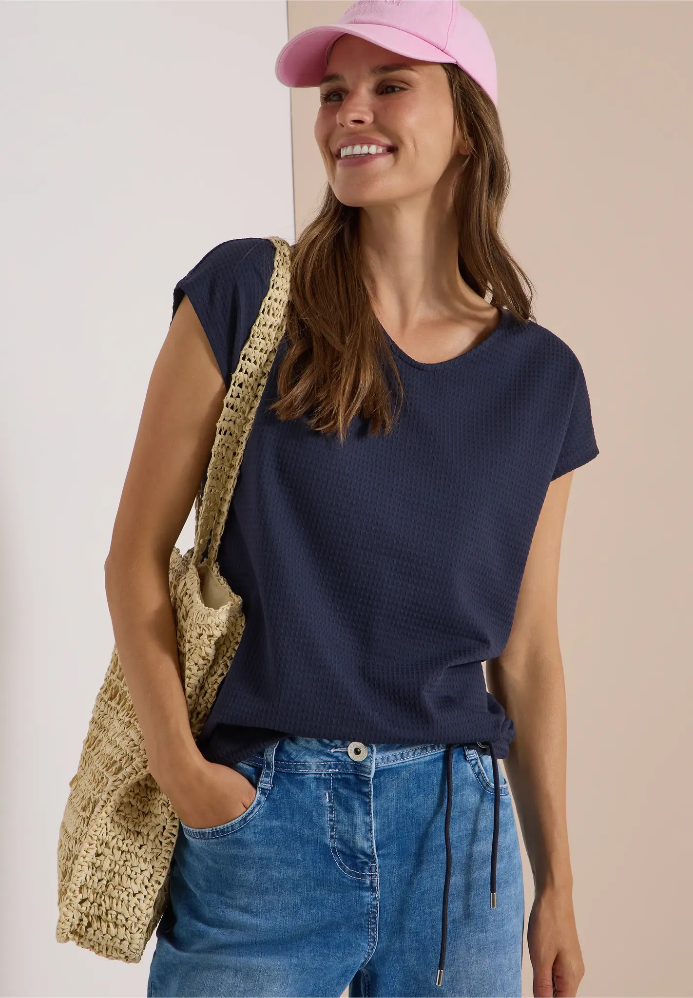 Cecil Shirt met Wafelstructuur - Urban Dark Blue