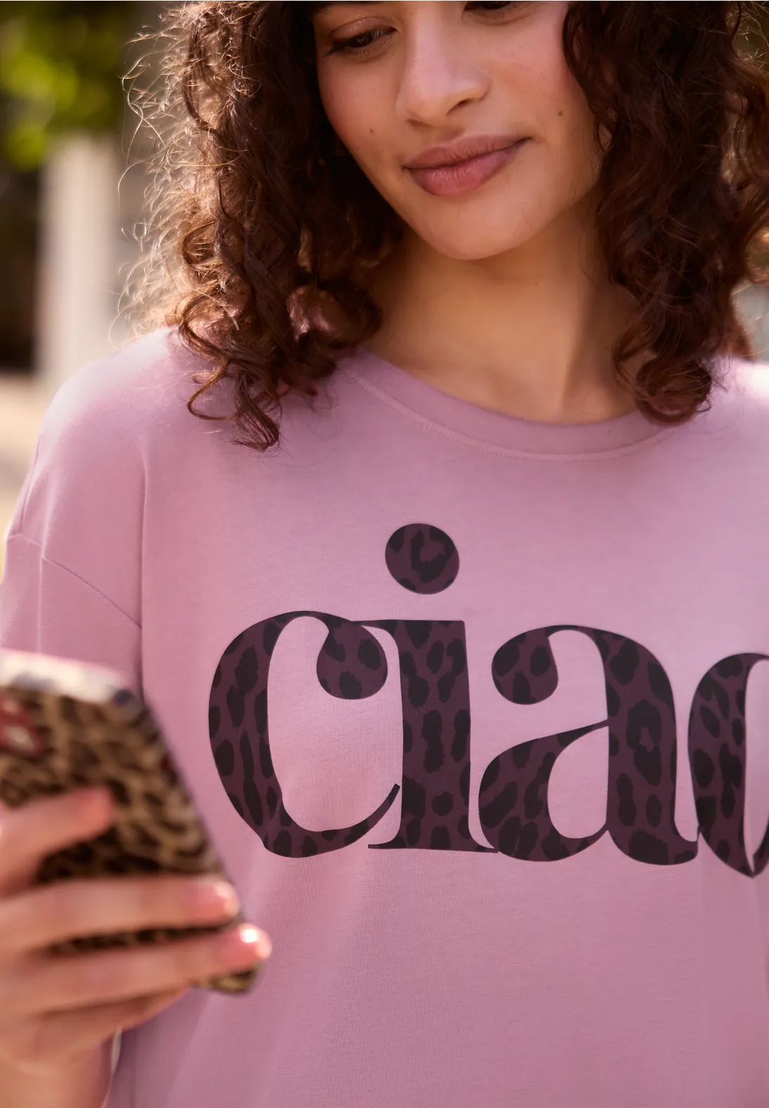 Street One Studio Shirt Round Neck mit Wording - Pearly Rose
