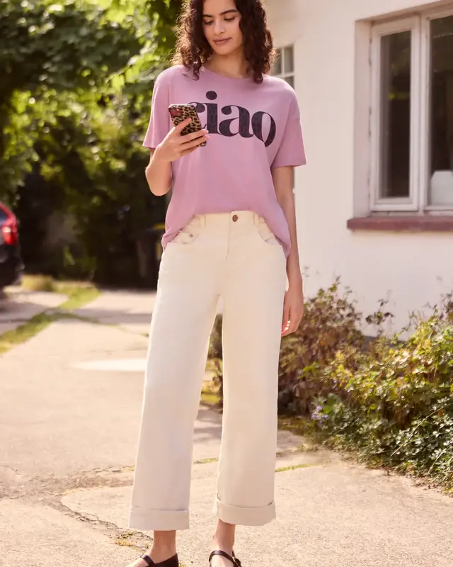 Street One Studio Shirt Ronde Hals met Tekst - Pearly Rose