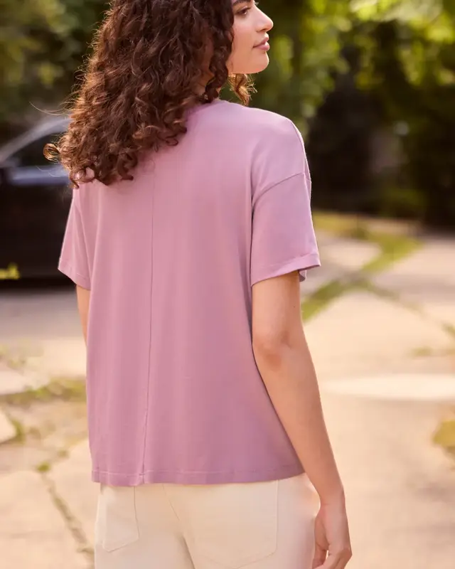 Street One Studio Shirt Round Neck mit Wording - Pearly Rose