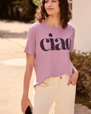 Street One Studio Shirt Round Neck with Text - Pearly Rose