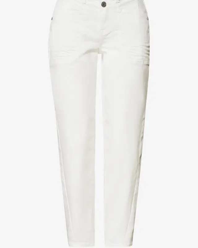 Street One High Waist Barrel Jeans - Off White Washed