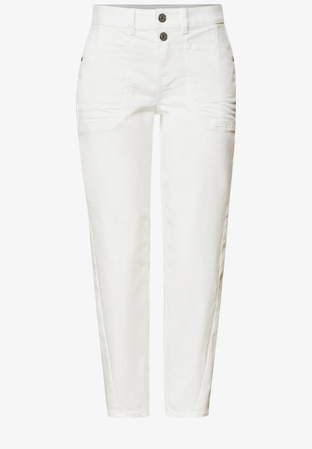 Street One High Waist Barrel Jeans - Off White Washed