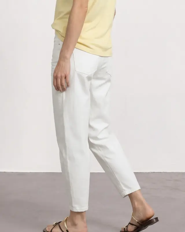 Street One High Waist Barrel Jeans - Off White Washed