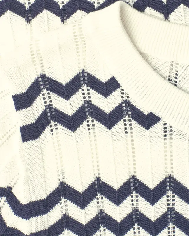 Street One Trui Zigzag Patroon - Off White