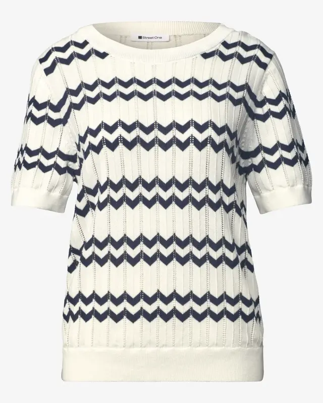 Street One Trui Zigzag Patroon - Off White