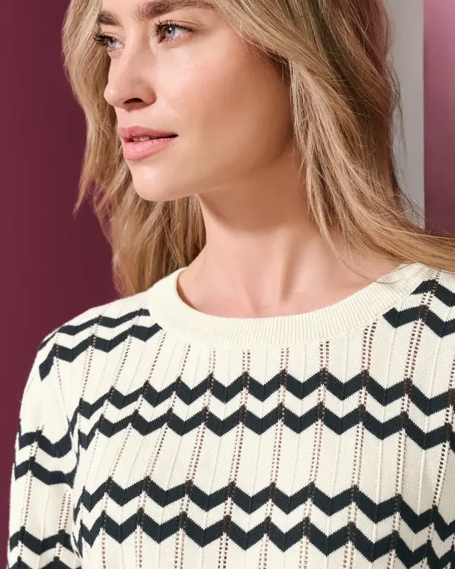 Street One Trui Zigzag Patroon - Off White