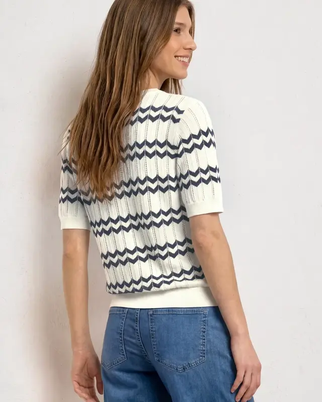 Street One Trui Zigzag Patroon - Off White