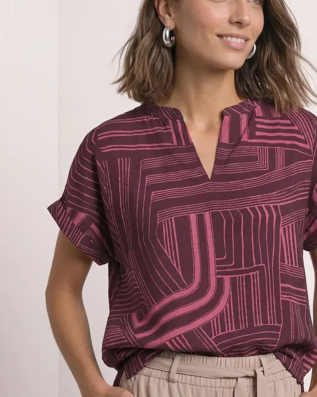 Street One Shirt with Slit - Blush Berry