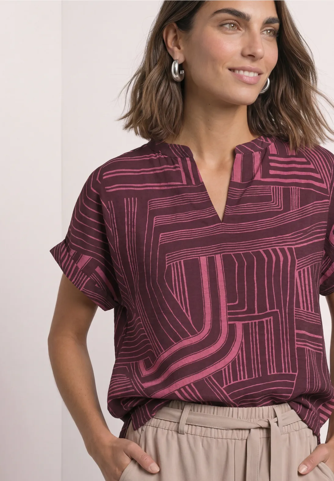 Street One Shirt met Split - Blush Berry