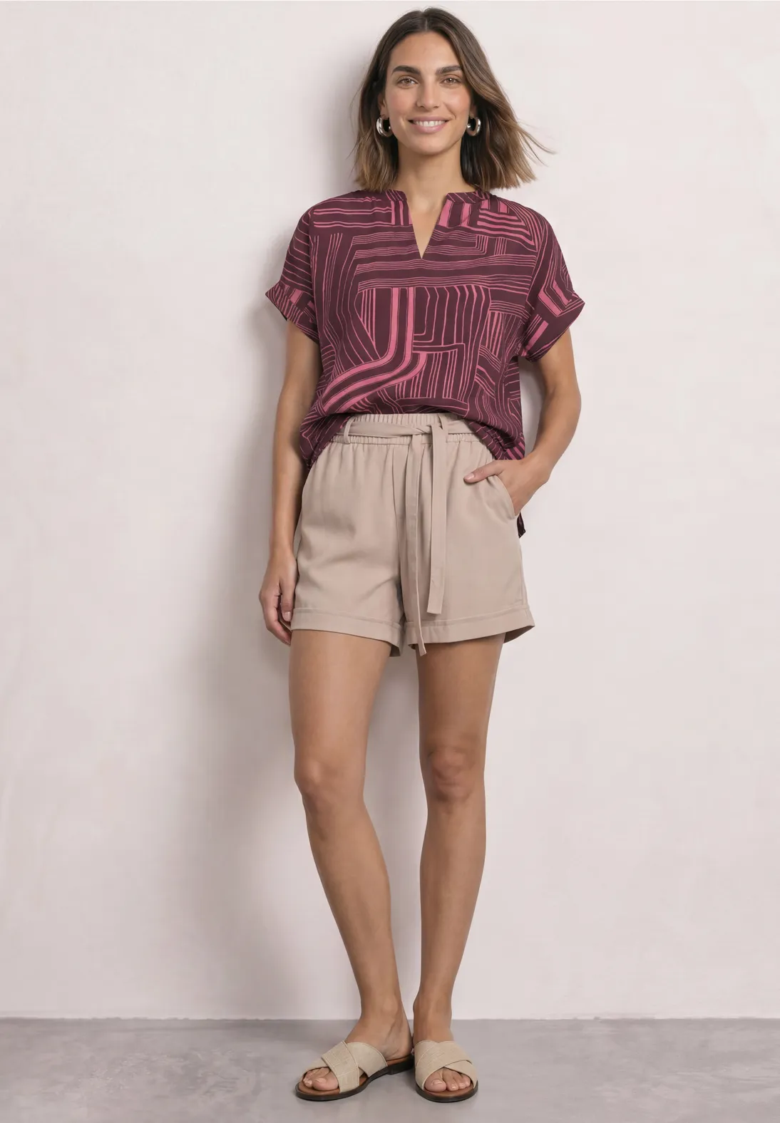 Street One Shirt met Split - Blush Berry