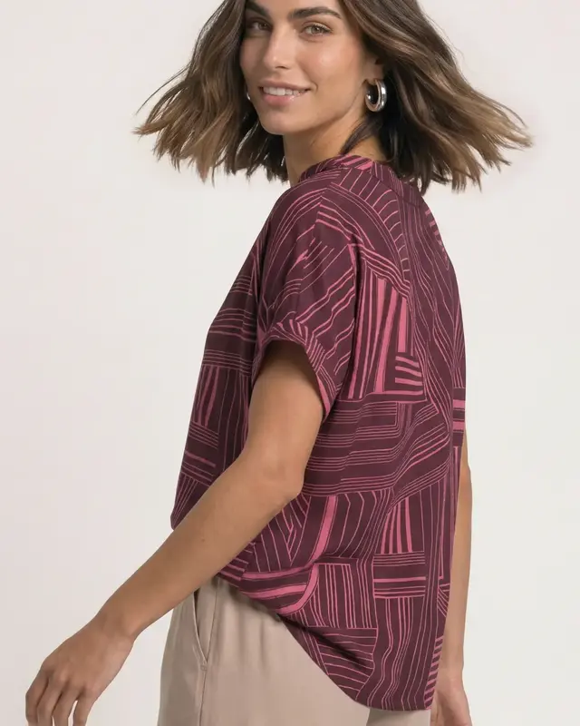 Street One Shirt with Slit - Blush Berry