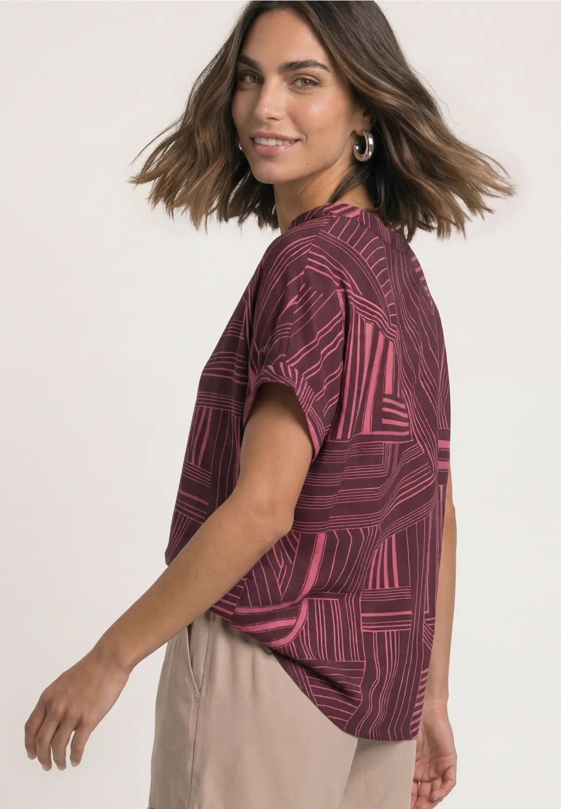 Street One Shirt met Split - Blush Berry