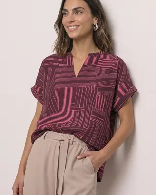 Street One Shirt with Slit - Blush Berry