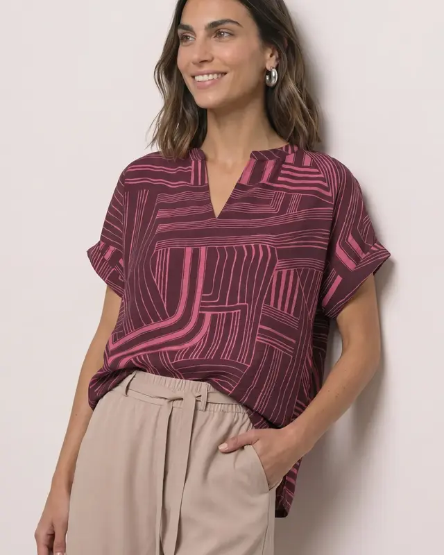 Street One Shirt with Slit - Blush Berry