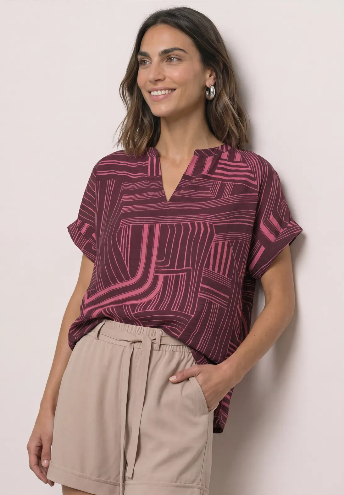 Street One Shirt mit Schlitz - Blush Berry