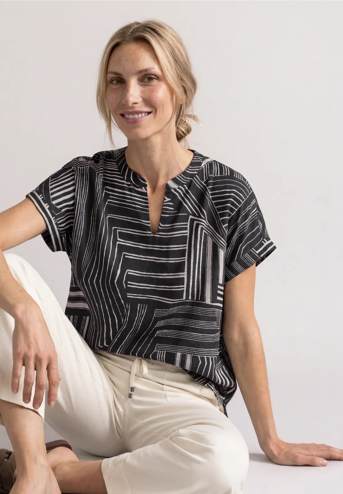 Street One Shirt met Split - Darkest Blue